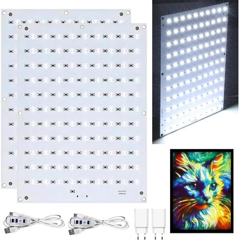Lot de 2 panneaux de rétroéclairage LED lithophane avec 2 câbles, Imprimante 3D PCB Panneau lithophane DIY Accessoires d'impression 3D pour modèles photo imprimés 3D Light Board (1/5)