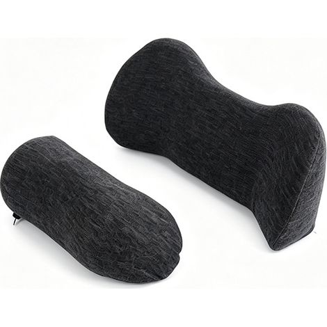 Kit appui-tête voiture et coussin lombaire, coussins ergonomiques en mousse à mémoire de forme, comble-espace pour siège auto, soutien cervical et dorsal, forme double courbure en C, compatible avec l (1/4)