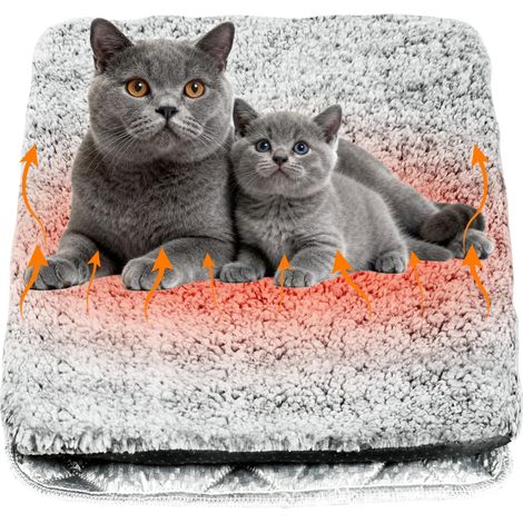 Cat Basket Self-Warming Cushion, 70 x 48 cm Heating Mat for Cats, Electricity-Free, Self-Warming Blankets for Cats and Dogs, Washable Cover, Non-Slippery Bottom, White (1/5)