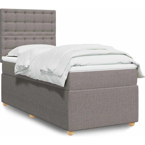 Boxspringbett mit Matratze Taupe 100x200 cm Stoff