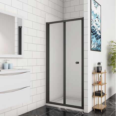 1000x1850mm Height Matt Black Frame Bi Fold Shower Door Glass Shower Cubicle Screen