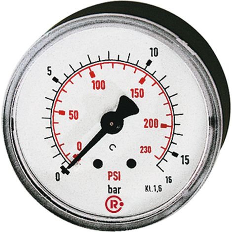 Riegler Manometer rückseitig zentrisch 40mm 0-16bar G1/8 Doppelskala (1/2)