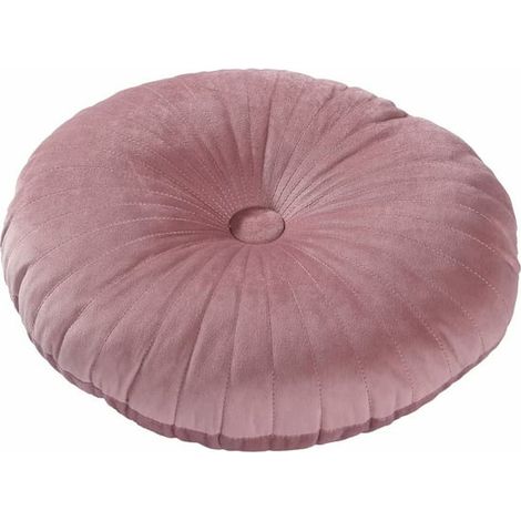 Coussin Rond Velours pour Canapé, Housses Décoratives Petites, Couleur Unie Rose Foncé, pour Salon Chambre Sol (1/5)