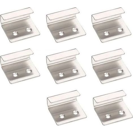Lot de 8 supports de suspension pour carrelen acier inoxydable de 15 mm d'épaisseur, kit de fixation pour miroir, support de présentation robuste pour carrelen céramique (argent) (1/5)