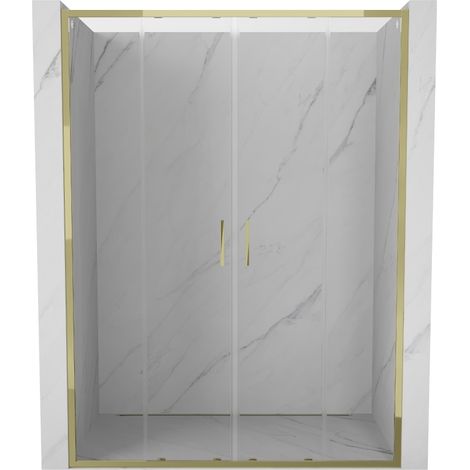 Mexen Exo porte de douche doubles coulissantes 140 cm, transparentes, dorées - 8152-140-000-50-00 (1/5)