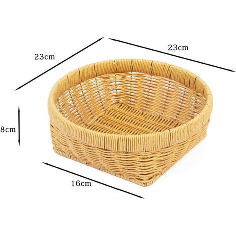 Gewebter Küchenkorb aus Kunststoff, Servierkorb für Obst und Gemüse, ideal für Zuhause, Küche und Restaurant (23 x 23 x 8 cm)