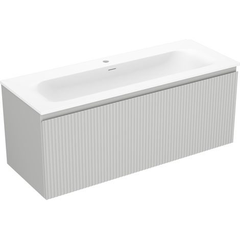 Mexen Rivel Badezimmerschrank 120 cm mit Waschbecken Vela, 1 Schublade, geriffelt, grau matt/weiß matt - 91A20-12047-1-BF62-W23 (1/5)