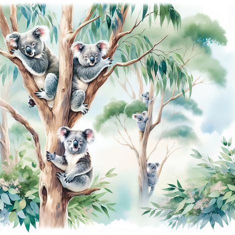 Papier peint panoramique Enfants - Koalas - 320 cm x 320 cm (1/2)