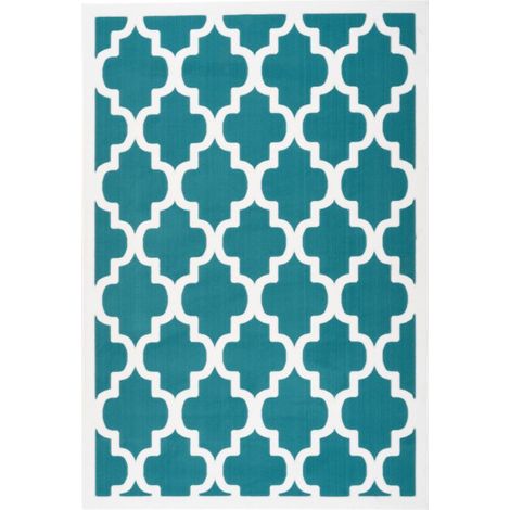 Tapis Vintage à Poils Courts "Manolya" Turquoise 120 x 170 cm (1/4)