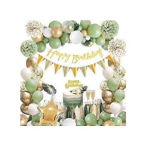 Décoration d'anniversaire pour les 16, 18, 30, 40 et 50 ans. Thème jungle, garçon et fille. Colonne de ballons avec papier.