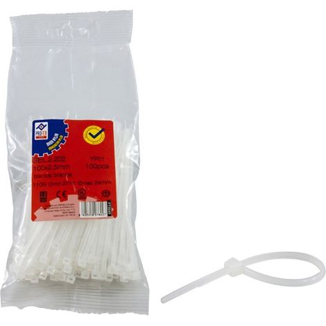 COLLIER DE CÂBLE EN NYLON BLANC B/100 - 3,5X280 MM