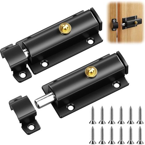 Lot de 2 Loquet Porte Boulons à Ressort,Serrure Porte Métal,Verrou de Porte Verrouillage Automatique,Loquets et Verrous de Portes,pour Portes D'armoire,Portails de Jardin,Cages pour Animaux (1/5)