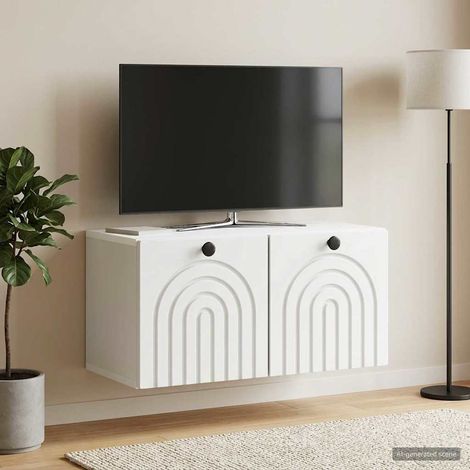 Wandmontierter TV-Schrank Weiß 59,5 x 31 x 30 cm Holzwerkstoff (1/5)