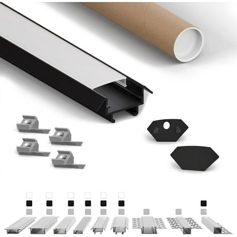 LED-Eckprofil ER4510 2 m Schwarz für LED-Streifen bis 12 mm inkl. milchiger Abdeckung (1/5)