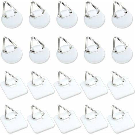 Lot de 50 supports adhésifs invisibles de 2,5 cm, supports verticaux adhésifs pour plaques murales, plaques murales pour assiettes, tableaux, art décoratif (blanc) (1/4)