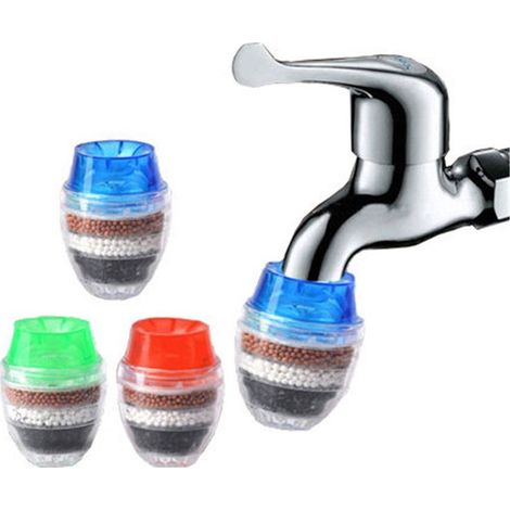 Filtres à eau pour robinet de cuisine (6 pièces), filtre rond, filtre à charbon actif, purificateur d'eau domestique à 5 couches (1/5)