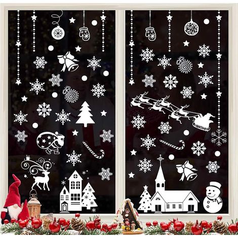 LANMOK 12 Stück Weihnachtsfensteraufkleber