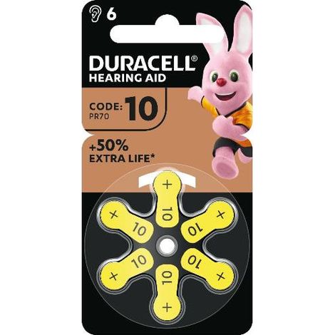 6 Pile Acustiche 10 Gialle Z/Aria 1,4V ( DURACELL cod. DU78R1 )
