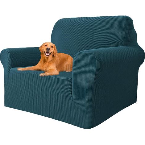 Sofaüberwurf 1 Sitzer, Hochlehner Husse Dunkelgrün, Rutschfest & Waschbar (1/5)