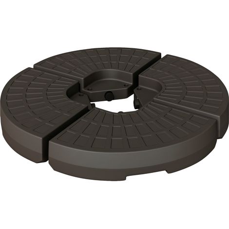 Sonnenschirmständer 4-teilig, Schirmgewicht, Schirmständer, Bodenkreuz befüllbar mit Sand/Wasser bis 25/17 kg, Gewichte Sonnenschirmfuß HDPE Kaffee