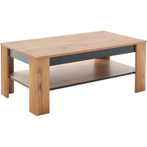 Table basse rectangulaire coloris chêne massif huilé - Longueur 115 x Hauteur 46 x Profondeur 65 cm (1/4)