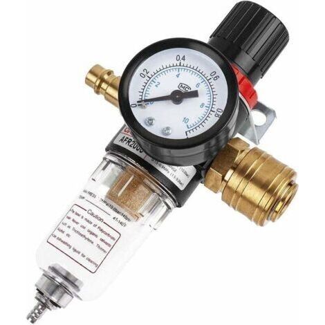 Régulateur d'Air 1/4 avec Filtre à Air, Séparateur d'Eau et d'Huile, Lubrifiant pour Compresseur et Outils à Air (1/4)