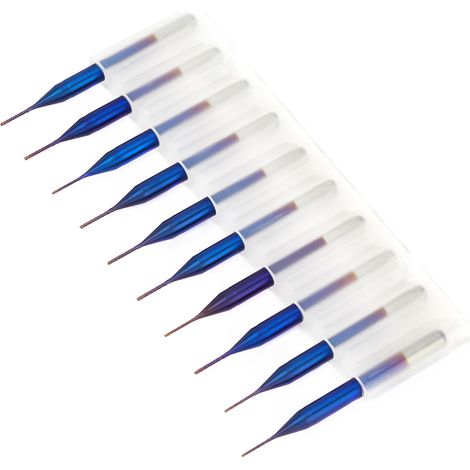 10 blau beschichtete Hartmetall-Kegelfräser, Gravierfräser für Leiterplattenmaschinen, 0,6 mm Durchmesser (1/5)