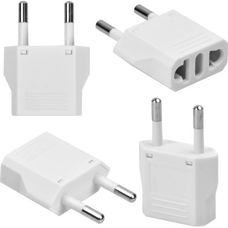 Adaptateur Universel 4 Pièces France vers USA - Adaptateur de Voyage pour Les Appareils, Convertisseur US-EU/EU-US, Blanc (1/5)