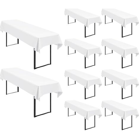 10x Biertischdecken Weiß 250x100cm, wasserdicht, waschbar, für 50-70cm Tische