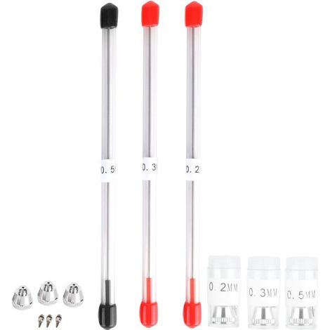 Capuchons de buse d’aérographe compatibles – 0,2 / 0,3 / 0,5 mm – lot de pièces de rechange en laiton pour pulvérisateurs professionnels (1/5)