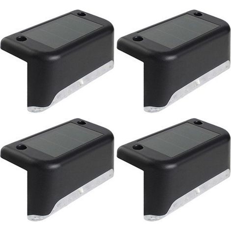 4 lampes solaires extérieures, étanches IP65, LED, pour escaliers, murs, clôtures et allées (1/5)
