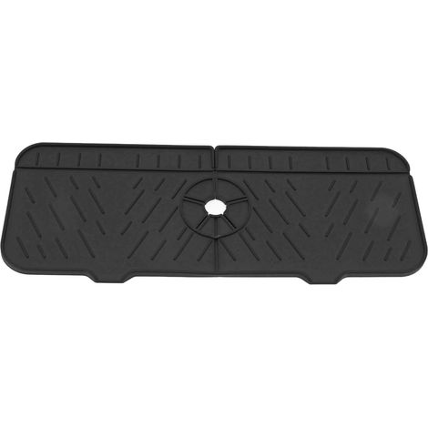 Tapis de Lavabo en Silicone Réutilisable Absorbant pour Cuisine Salle de Bain Noir