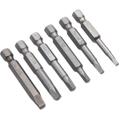 Jeu d'embouts de vissage, 6 embouts/50mm/acier, carré, 58HRC (1/5)