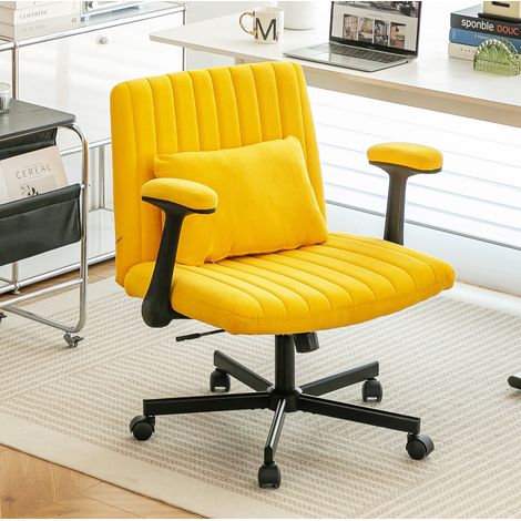 Chaise bureau pivotante réglable velours jaune HAVRYA (1/3)