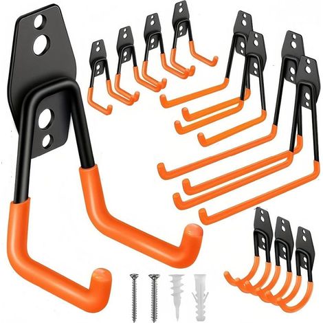 Garagenwandhaken – Robuste Doppelhaken – Multifunktional – Ideal für Gartengeräte und Sportausrüstung – 12er-Pack (1/5)