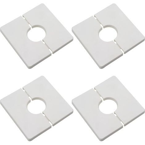 Brida dividida de 4 piezas para montaje en pared, tapa cuadrada de plástico ABS con un diámetro de 33 mm, tapa para tubería de agua de montaje en pared, color blanco.