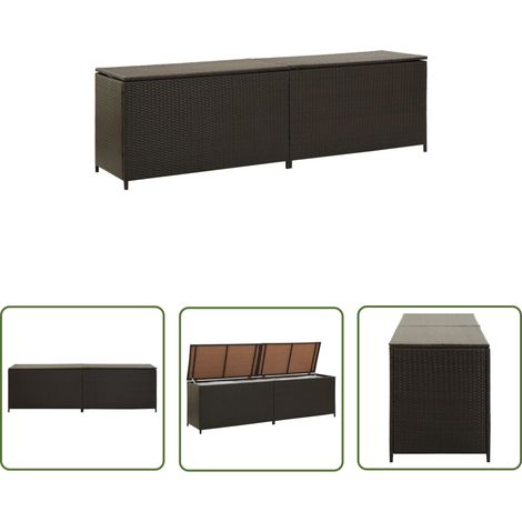 The Living Store Boîte de rangement de jardin résine tressée 200x50x60 cm marron - Coffre De Rangement - Boîte De Rangement Extérieure - Rangement Jardin - Meuble De Jardin - Résine Tressée (1/5)