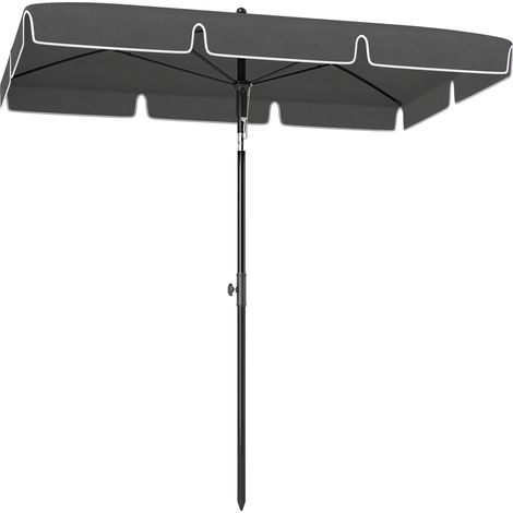 Parasol de terrasse rectangulaire en aluminium gris, 2 x 1,3 x 2,5 m, avec fonction d'inclinaison (1/5)