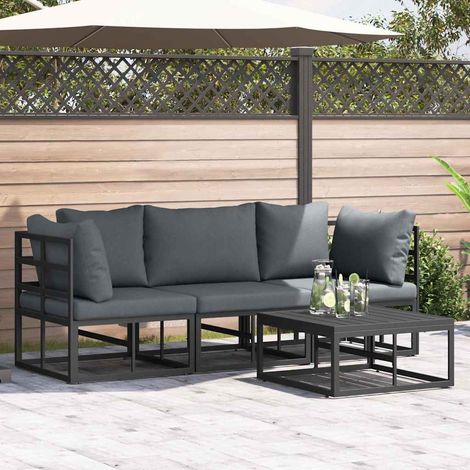 Gartensofa-set 4 pcs Schwarz Metall (1/5)