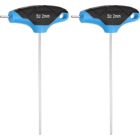 2Pcs Clé Hexagonale À Poignée En T 2mm 125mm Long Bleu Noir (1/5)
