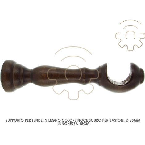 Paire de supports pour tringles A rideaux en bois de noyer foncA 35 mm A 18 cm du mur