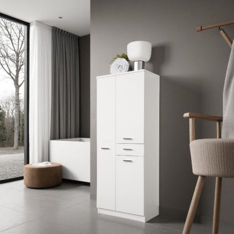 Colonna multiuso CLASSIC 60x34 con ante e cassetto Bianco Lucido (1/3)