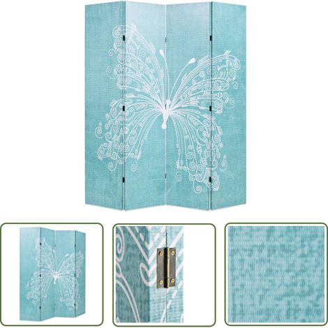 The Living Store Raumteiler klappbar 160 x 170 cm Schmetterling Blau - Raumteiler - Paravent - Raumtrenner - Wandteiler - Klappbarer Raumteiler (1/5)