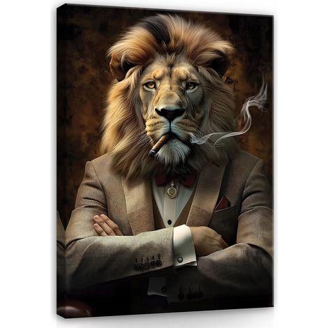 Peinture Murale lion motivationnel pour chambre salon bureau 40x30 (1/3)