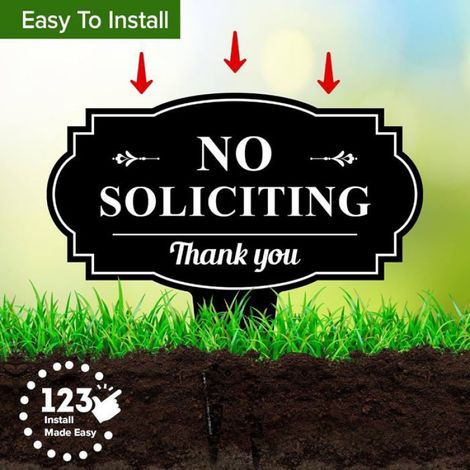 No Soliciting Yard Sign, No Solicitation In Ground 11x11 Inches, Rust Free ACM, Fade Resistant (1/5)