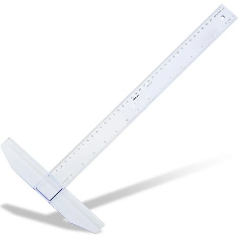 Équerre en T Aristo College 40 cm transparente, bord encré, trou de suspension, graduations en mm et en pouces (1/5)
