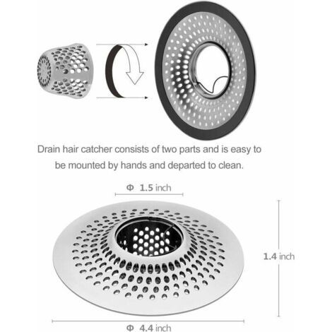 Filtre à cheveux pour baignoire et douche en acier inoxydable (1/4)