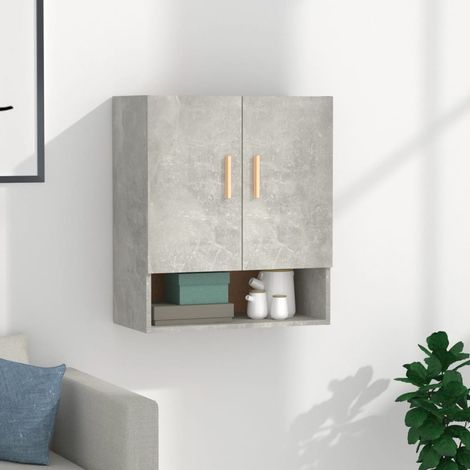 Armoire murale, Meuble Haut, Armoire Etagère de rangement Gris béton 60x31x70 cm Bois d'ingénierie HYB25373 (1/5)