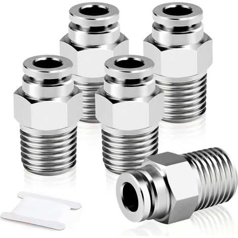Stainless Steel 304 Straight Male Fittings for 8mm OD x 1/4 BSP PC8-02 Tubes (Pack of 5) (1/5)