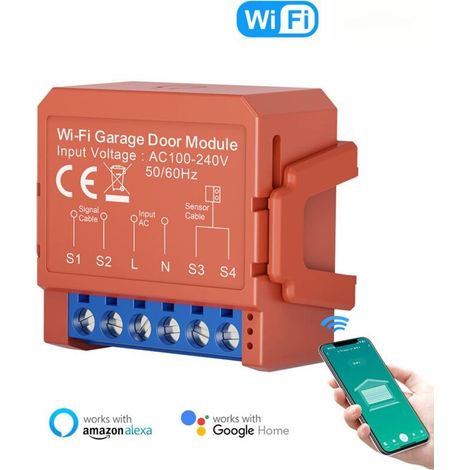 Ouvre-porte de garage intelligent Tuya WiFi avec application de contrôle à distance, minuterie et module d'ouverture sans fil, compatible avec Google Home. (1/5)